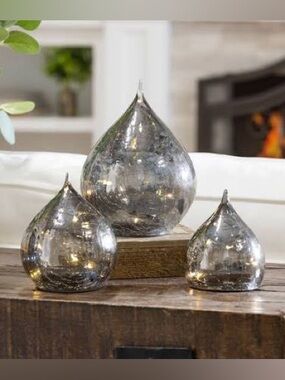 Evergreen LED Glass Raindrop Set - Smoky Gray. New in box